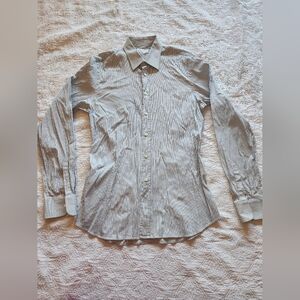 Prada Made‎ In Italy 17/43 Blue&Gray Striped Cotton Button Up Shirt
